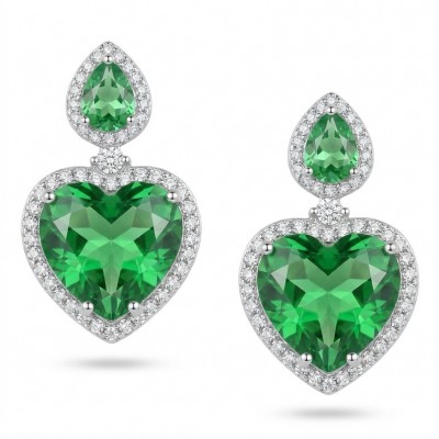 MOTHER NATURE - 18.5 carat Green Topaz .925 Sterling Silver handmade Statement earrings