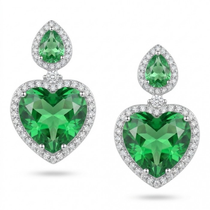 MOTHER NATURE - 18.5 carat Green Topaz .925 Sterling Silver handmade Statement earrings