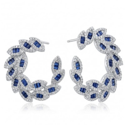 Art Deco - Incredible genuine 4.5 CARAT Sapphire .925 Sterling Silver handcrafted Earrings
