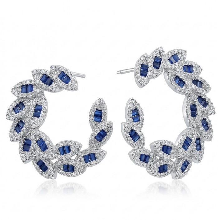 Art Deco - Incredible genuine 4.5 CARAT Sapphire .925 Sterling Silver handcrafted Earrings