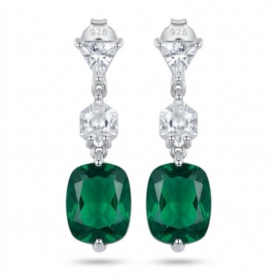 Giovanna- Authentic 8.5 CARAT natural Colombian Emerald .925 Sterling Silver handcrafted Statement earrings