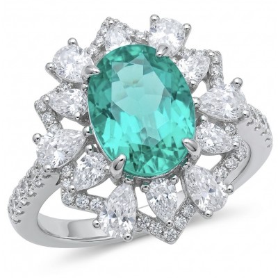 WONDERLAND 4.8 carat Paraiba Tourmaline .925 Sterling Silver Handcrafted Ring size 8 1/4