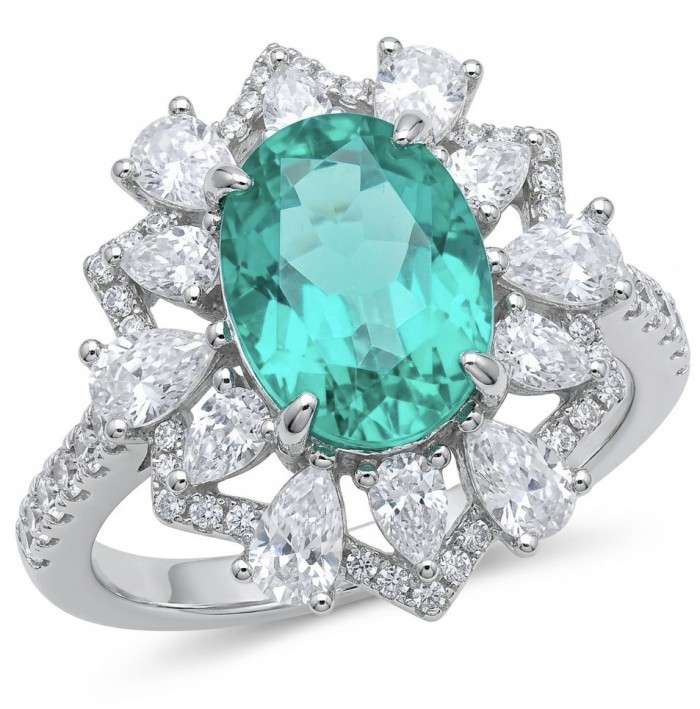WONDERLAND 4.8 carat Paraiba Tourmaline .925 Sterling Silver Handcrafted Ring size 8 1/4