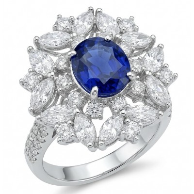 Classy design - 4.2 carat natural Sapphire .925 Sterling Silver Perfectly handcrafted Ring s. 5