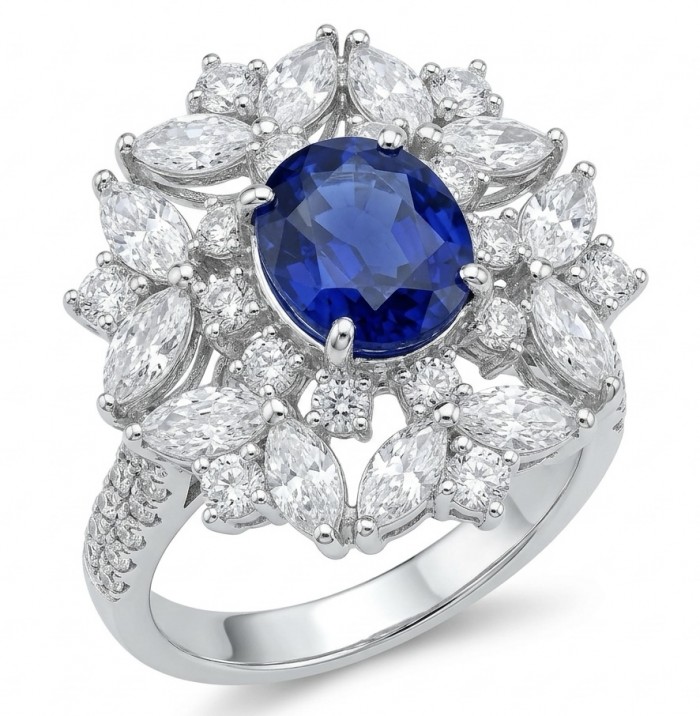 Classy design - 4.2 carat natural Sapphire .925 Sterling Silver Perfectly handcrafted Ring s. 5