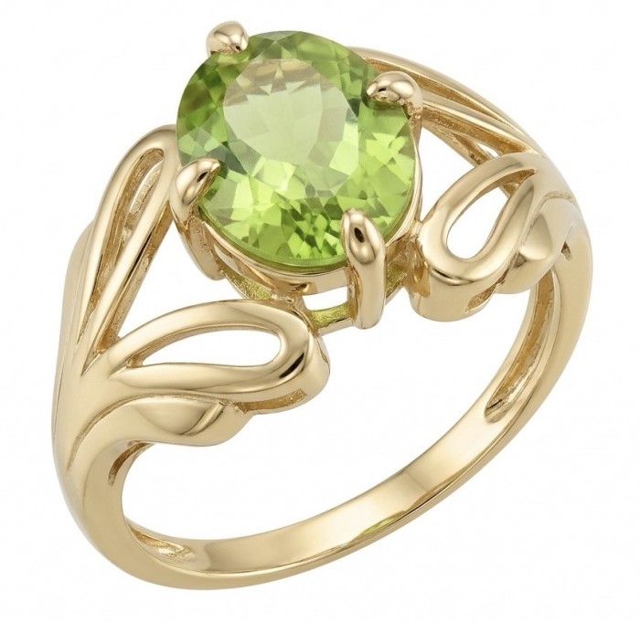 Alessia authentic 6.8 carat oval cut Peridot .925 Sterling Silver dipped in 14K Gold handmade Ring s. 8