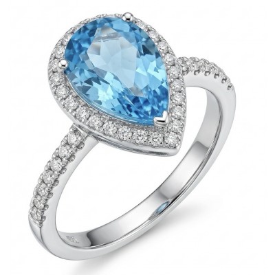 Ocean's Drop 6.8 carat genuine Swiss Blue Topaz .925 Sterling Silver handcrafted ring size 8
