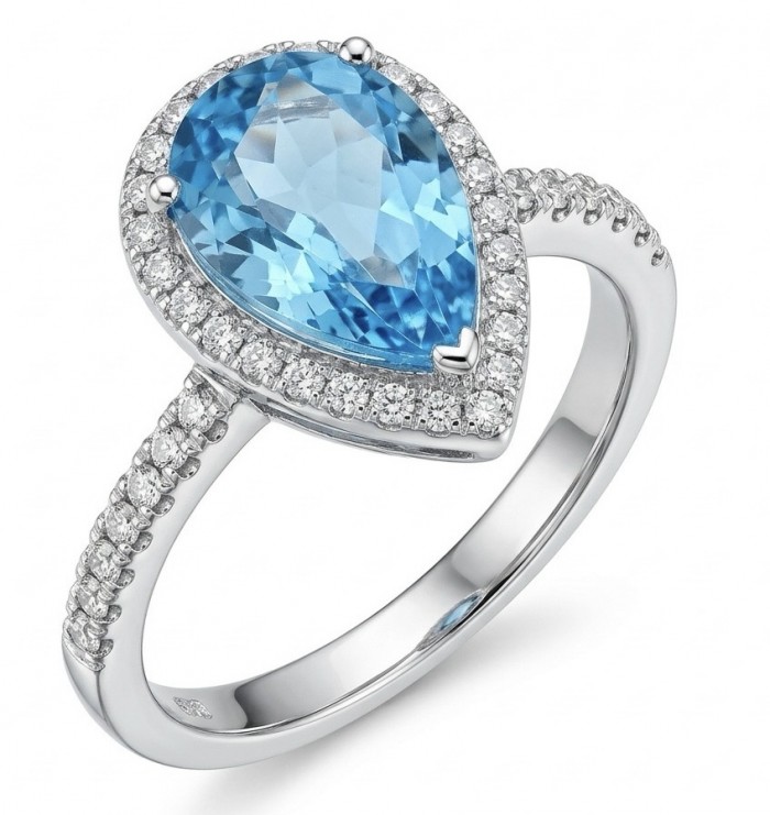 Ocean's Drop 6.8 carat genuine Swiss Blue Topaz .925 Sterling Silver handcrafted ring size 8