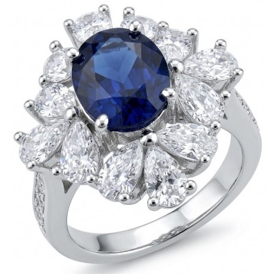 Authentic 3.5 carat Kyanite Moissanite .925 Sterling Silver handcrafted Ring size 5