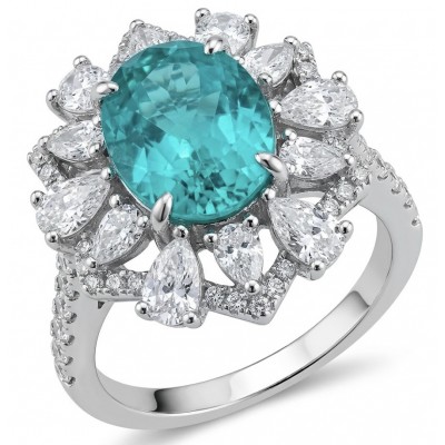 Elizabeth 6.4 carat Paraiba Tourmaline .925 Sterling Silver Handcrafted Ring size 5