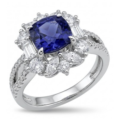 Classy design - princess cut 3.2 carat natural Sapphire .925 Sterling Silver Perfectly handcrafted Ring s. 7 1/2