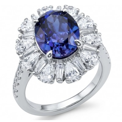 Authentic 4.9 carat Sapphire Moissanite .925 Sterling Silver handcrafted Ring size 5