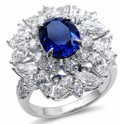 Classy design - 4.7 carat natural Sapphire .925 Sterling Silver Perfectly handcrafted Ring s. 6 1/4