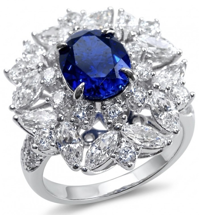 Classy design - 4.7 carat natural Sapphire .925 Sterling Silver Perfectly handcrafted Ring s. 6 1/4