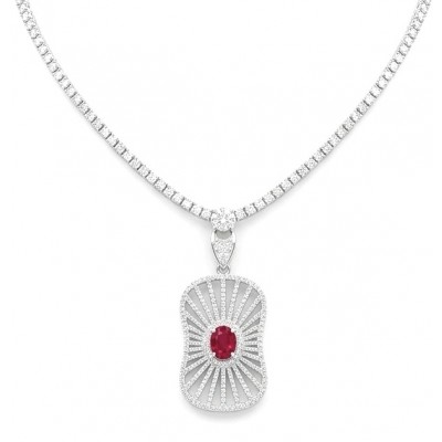 Luxurious 4.8 carat natural Mozambique Ruby .925 Sterling Silver dipped in rhodium Statement Necklace