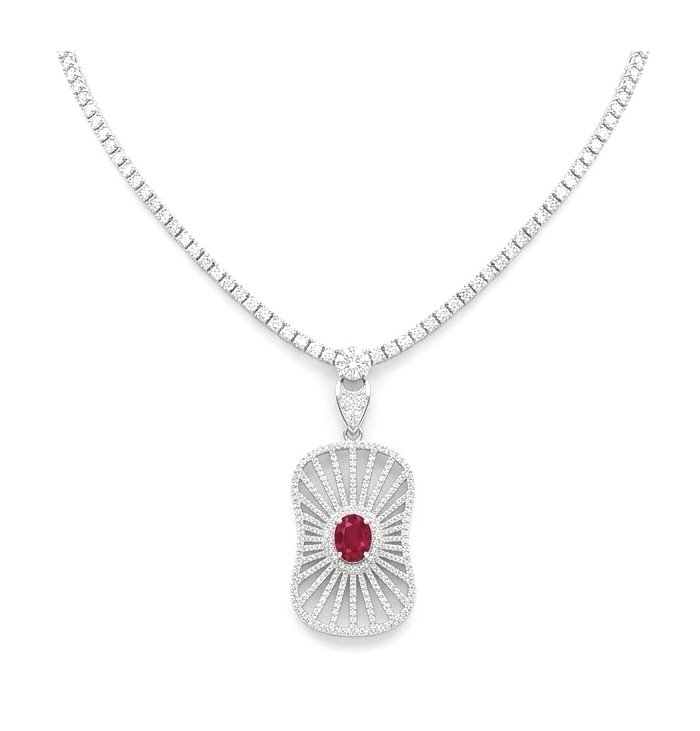 Luxurious 4.8 carat natural Mozambique Ruby .925 Sterling Silver dipped in rhodium Statement Necklace - video