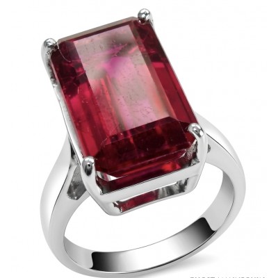 Bella Rosa Genuine 10.5 CARAT baquette cut Ruby rhodium over .925 Sterling Silver Statement Ring size 6