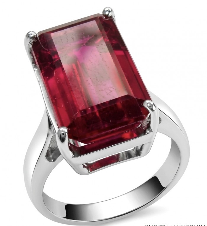 Bella Rosa Genuine 10.5 CARAT baquette cut Ruby rhodium over .925 Sterling Silver Statement Ring size 6