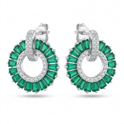 Art deco Spectaculat 2.5 carat Tsavorite Garnet rhodium over .925 Sterling Silver handcrafted earrings