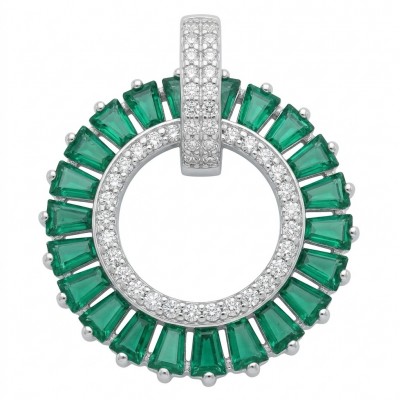 Spectaculat 2.1 carat Tsavorite Garnet rhodium over .925 Sterling Silver handcrafted Statement Pendant