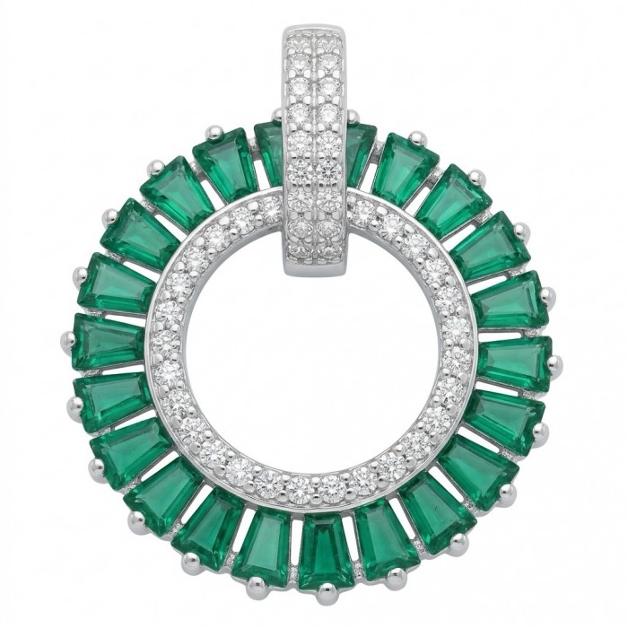 Spectaculat 2.1 carat Tsavorite Garnet rhodium over .925 Sterling Silver handcrafted Statement Pendant
