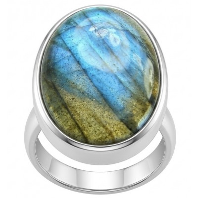 Shimmering Natural Labradorite .925 Sterling Silver handcrafted Large ring size 7 adjustable