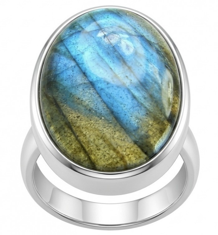 Shimmering Natural Labradorite .925 Sterling Silver handcrafted Large ring size 7 adjustable