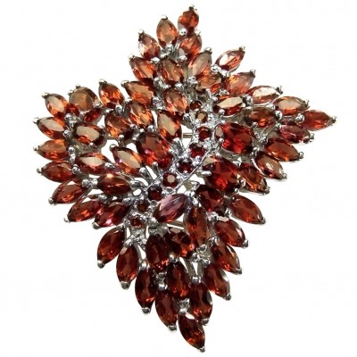 Mademoiselle - Vintage Design 30.2 CARAT Brazilian Garnet rhodium over .925 Sterling Silver handcrafted Pendant & Brooch