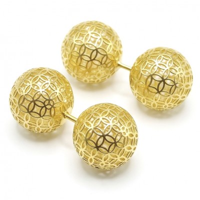 Black Label Collection - golden spheres - Dubai Style - Natural 22K Gold over .925 Sterling Silver handmade earrings