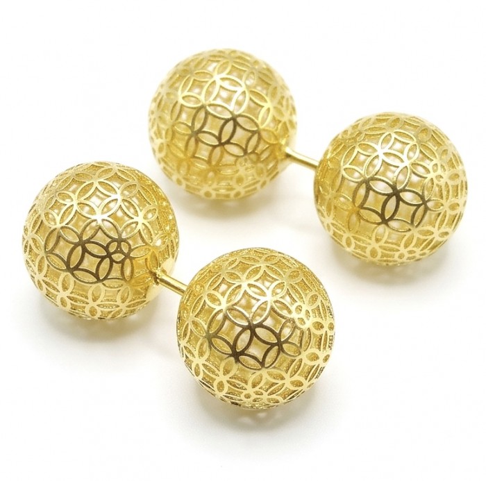Black Label Collection - golden spheres - Dubai Style - Natural 22K Gold over .925 Sterling Silver handmade earrings