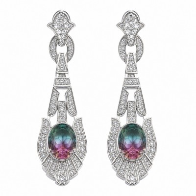 4.5 carat Swiss Alexandrite Blue Topaz .925 Sterling Silver Handcrafted Earrings