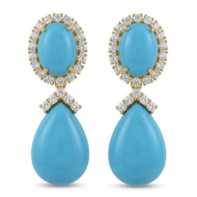 Blue Dreamland - Luxurious stabilized Turquoise 18K Gold over .925 Sterling Silver handmade Statement earrings