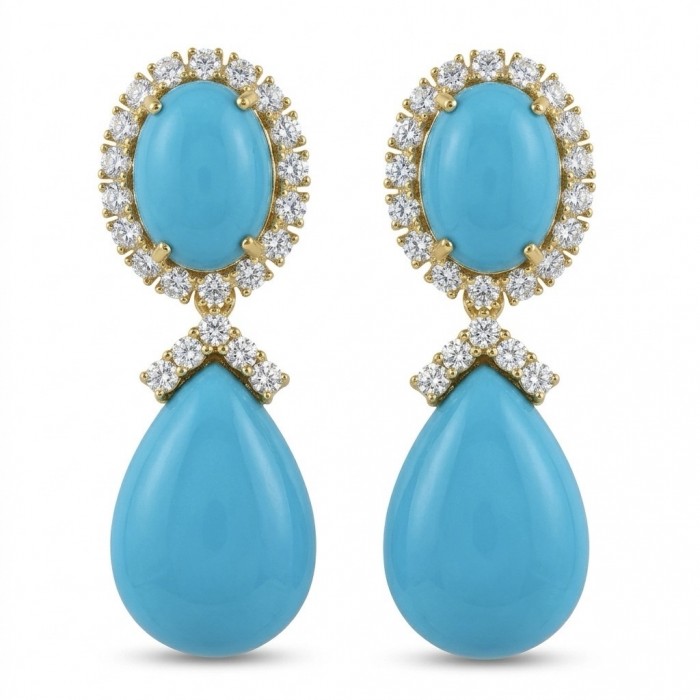 Blue Dreamland - Luxurious stabilized Turquoise 18K Gold over .925 Sterling Silver handmade Statement earrings