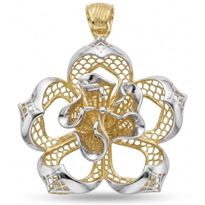 Dubai Style - Blooming Golden Rose .925 Sterling Silver dipped in 22K Gold handmade Pendant