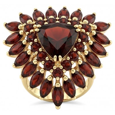Giovanna trillion cut 22.5 carat Garnet from Sri Lanka (Ceylon) 22K Gold over .925 Sterling Silver handcrafted Statement ring size 6