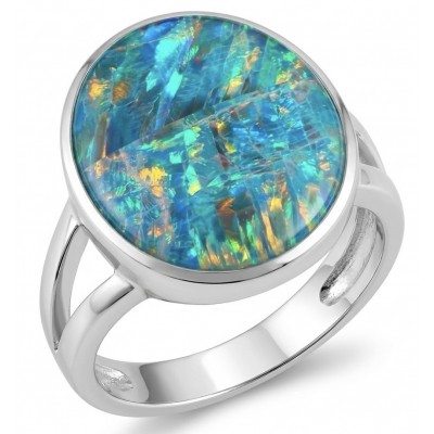 Endless Ocean Genuine 18.5 carat Australian Opal .925 Sterling Silver handmade Ring size 6 1/4