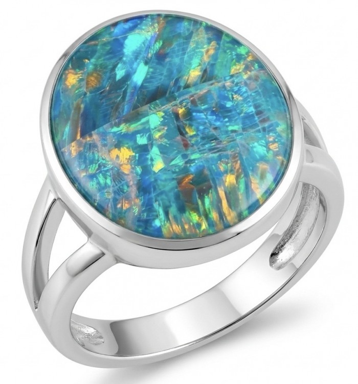 Endless Ocean Genuine 18.5 carat Australian Opal .925 Sterling Silver handmade Ring size 6 1/4