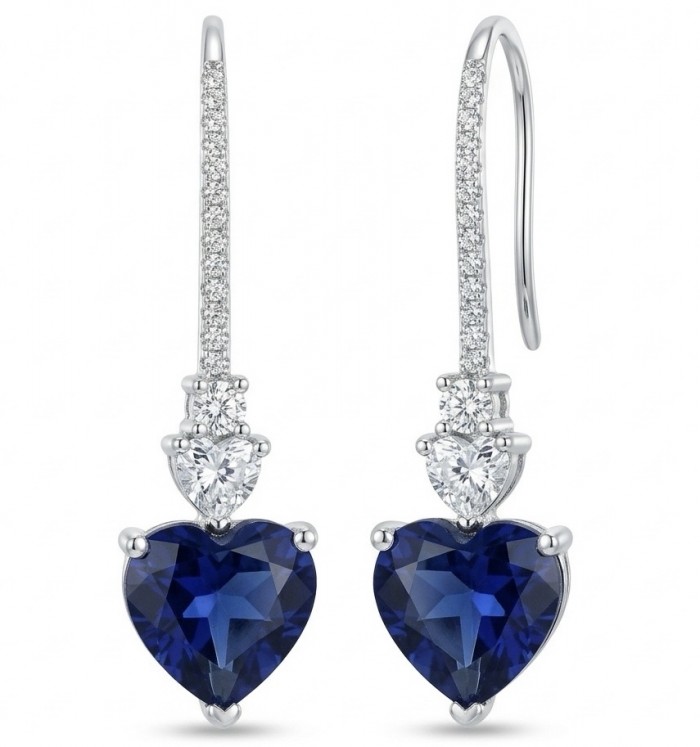 Vintage style - Giovanna - 6.8 carat Sapphire .925 Sterling Silver handcrafted earrings