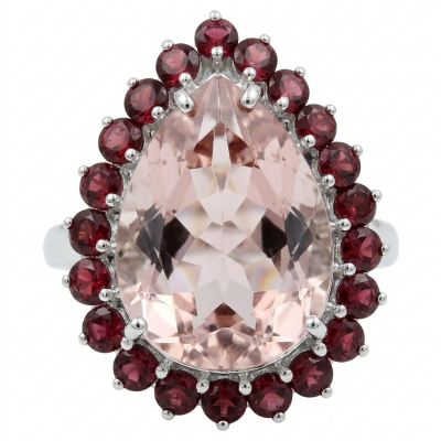Nirvana Natural Fancy pear cut 15.8 carat White Topaz .925 Sterling Silver dipped in rhodium handmade Statement Ring size 8