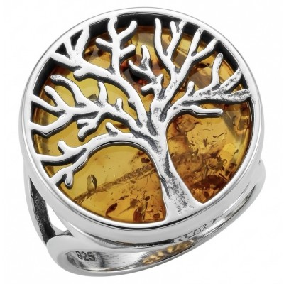Family Tree Authentic Baltic Amber .925 Sterling Silver handcrafted ring s. 6