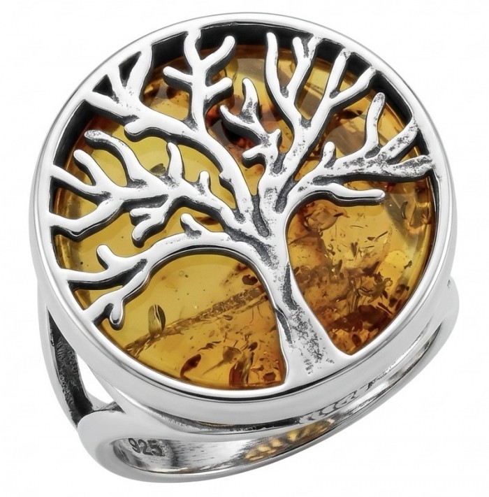 Family Tree Authentic Baltic Amber .925 Sterling Silver handcrafted ring s. 6