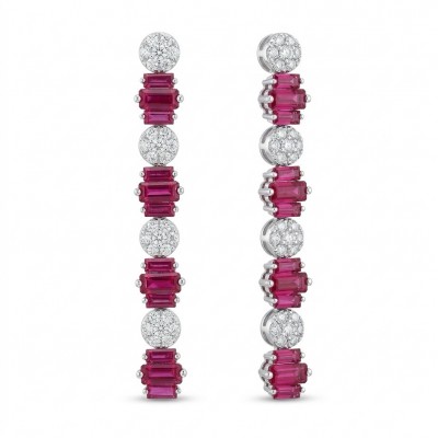 Art Deco - Giovanna - Magnificent Jewel 2.7 carat Ruby .925 Sterling Silver handcrafted incredible earrings