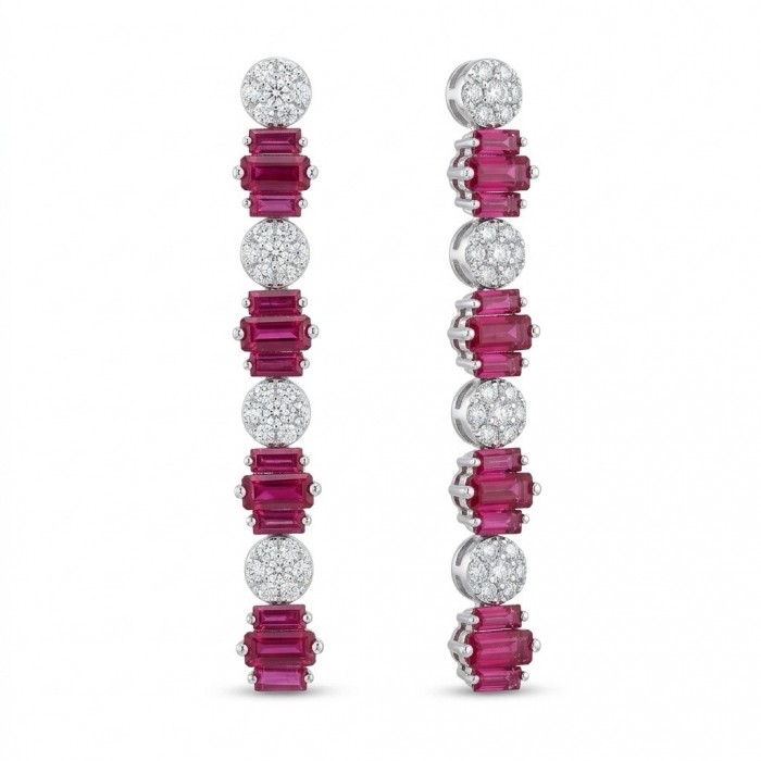 Art Deco - Giovanna - Magnificent Jewel 2.7 carat Ruby .925 Sterling Silver handcrafted incredible earrings
