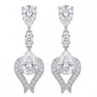 Top quality Sublime 3.8 carat White Topaz rhodium over .925 Sterling Silver handcrafted Earrings