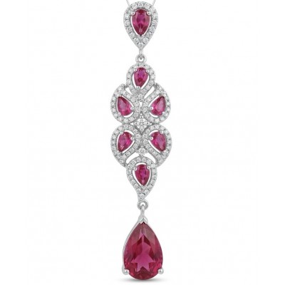 5.2 carat authentic Mozambique Ruby rhodium over .925 Sterling Silver handmade Pendant