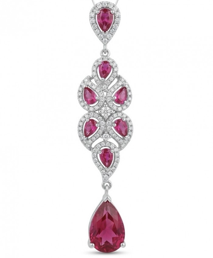 5.2 carat authentic Mozambique Ruby rhodium over .925 Sterling Silver handmade Pendant