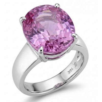 Anastasia 15.8 carat Pink Sapphire .925 Sterling Silver dipped in Rhodium Handcrafted Statement Ring size 6 3/4