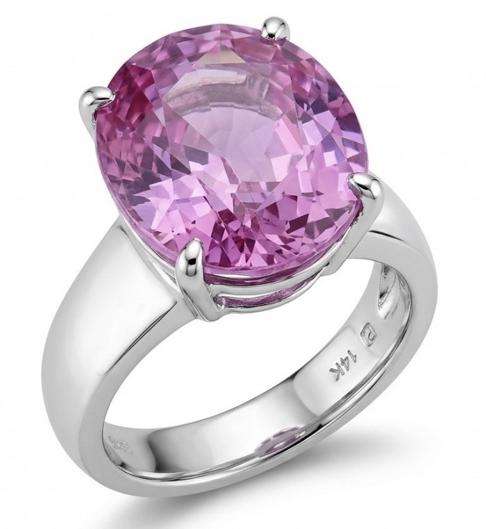 Anastasia 15.8 carat Pink Sapphire .925 Sterling Silver dipped in Rhodium Handcrafted Statement Ring size 6 3/4