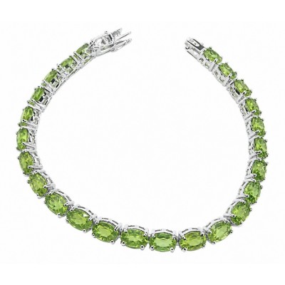 Vittoria Natural 27.7 carat Brazilian Peridot Rhodium over .925 Sterling Silver handmade Statement Bracelet