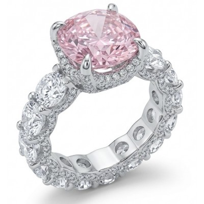 Isabella - Light Pastel 12.7 carat real Kunzite .925 Silver handcrafted Cocktail Ring s. 8 1/4